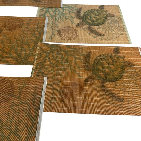 vintage sea turtle bamboo hawaiian place mats Set Of 5 - Picture 3 of 10